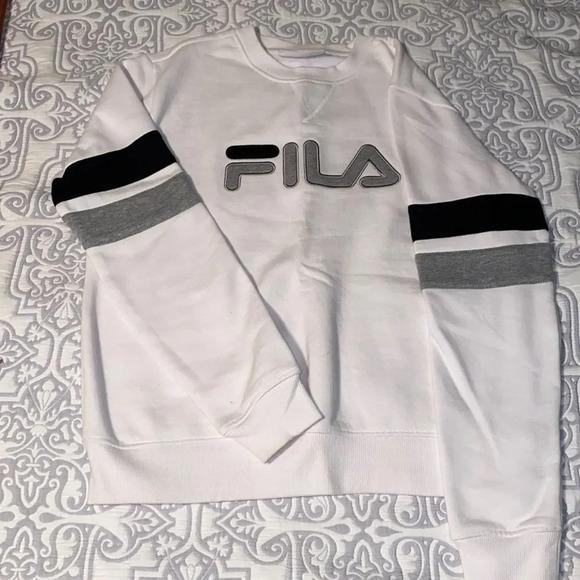 FILA NATALIE CREWNECK SWEATSHIRT WHITE BLACK GREY - Picture 5 of 6